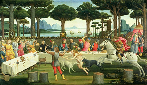 Sandro Botticelli - Die Geschichte von Nastagio degli Onesti: Nastagio organisiert ein Fest auf dem 