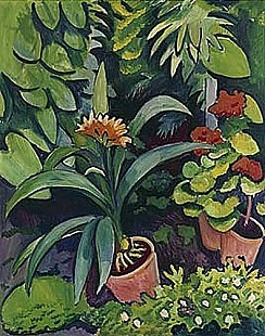 August Macke - Blumen im Garten: Clivia und Pelargonien