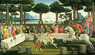 Sandro Botticelli - Die Geschichte von Nastagio degli Onesti: Nastagio organisiert ein Fest auf dem 