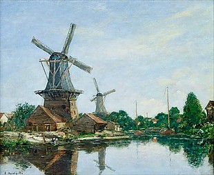 Eugéne Boudin - Holländische Windmühlen