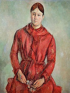 Paul Cézanne - Portrait von Madame Cezanne in einem roten Kleid