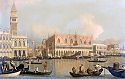 Venedig -Blick vom Marcusbecken auf die Piazetta, Marcusplatz und den Dogenpalas