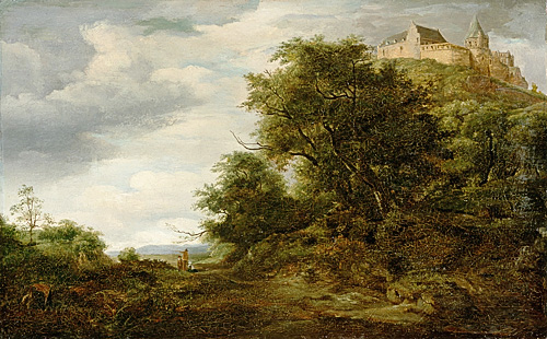 Friedrich Otto Georgi - Abendliche Landschaft mit Burg
