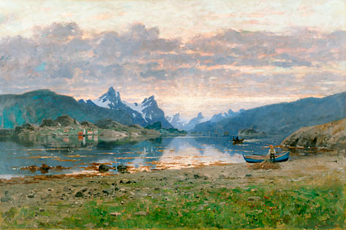 Adelsteen Normann - Abendstimmung über norwegischem Fjord