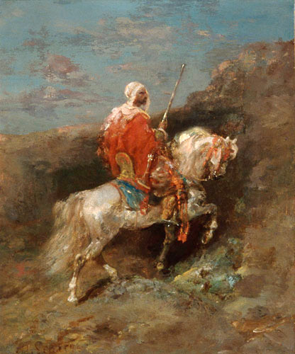 Adolf Schreyer - Araber mit Pferd
