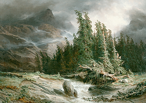 Alexandre Calame - Aufziehendes Gewitter im Gebirgstal 