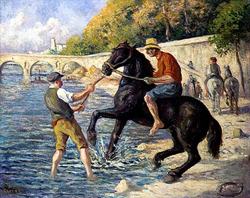 Maximilien Luce - Baden der Pferde