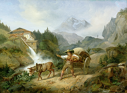 Joseph Heinrich Ludwig Marr - Bauer mit seinem Karren im Gebirge