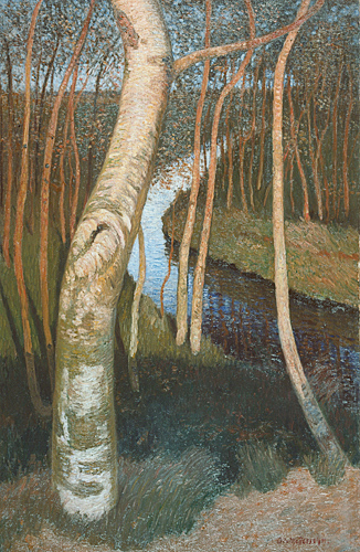 Otto Modersohn - Birken an einem Moorgraben im Teufelsmoor