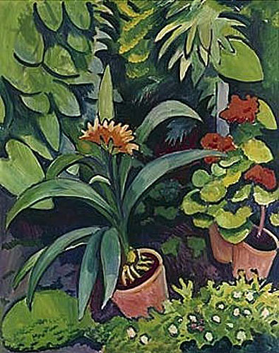 August Macke - Blumen im Garten: Clivia und Pelargonien
