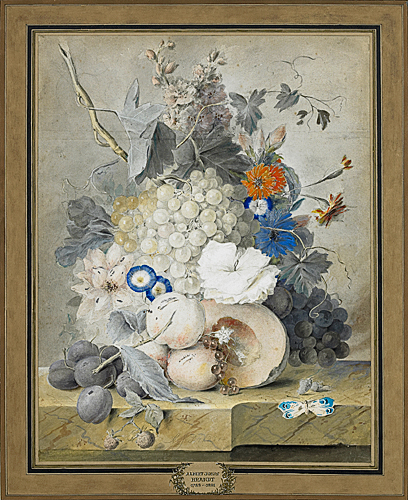Albertus Jonas Brandt - Blumen- und Frü̈chtestilleben mit Schmetterling