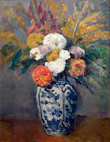 Paul Cézanne - Dahlienstrauss in Porzellanvase