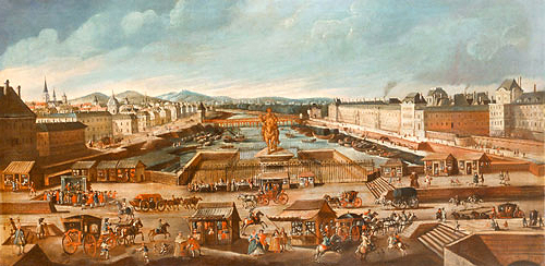  französ. Maler - Das Reiterstandbild Henri IV. auf dem Pont Neuf in Paris