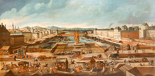 französ. Maler - Das Reiterstandbild Henri IV. auf dem Pont Neuf in Paris