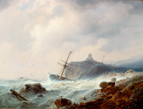 Andreas Achenbach - Die Bergung des gestrandeten Schiffes