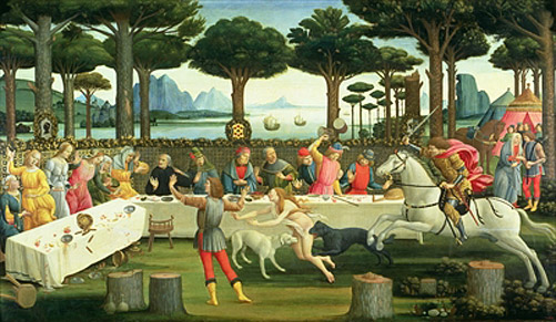 Sandro Botticelli - Die Geschichte von Nastagio degli Onesti: Nastagio organisiert ein Fest auf dem