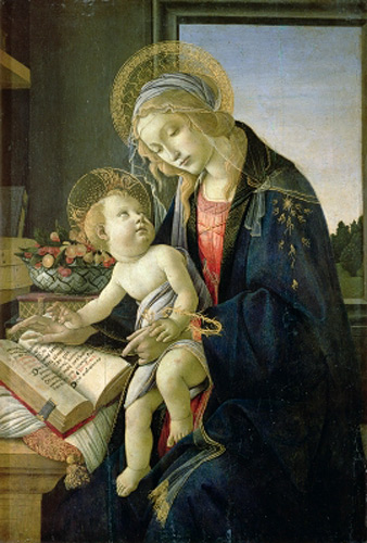 Sandro Botticelli - Die Jungfrau lehrt dem jungen Jesus das Lesen