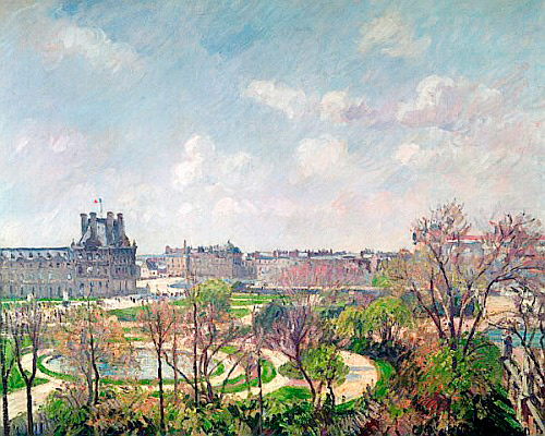 Camille Pissarro - Die Tuilerien am Morgen im Frühling