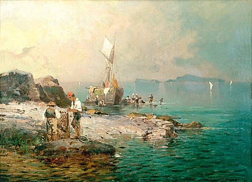 Franz Richard Unterberger - Einbringen des Fanges am Golf von Neapel