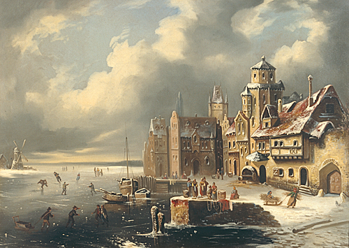 Elias van Bommel - Eislauffreuden auf der gefrorenen Flussmündung 