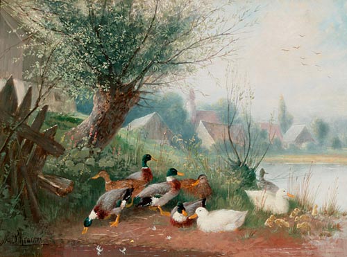 Julius Scheuerer - Enten am Mühlenteich