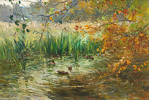 Ernst Otto - Enten im herbstlichen Teich