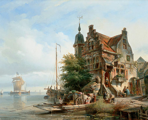 Elias van Bommel - Fährstation an der Flußmündung zum offenen Meer