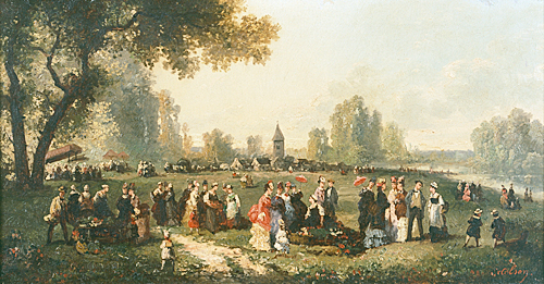 Guillaume-Francois Colson - Festgesellschaft auf der Wiese am Dorfrand