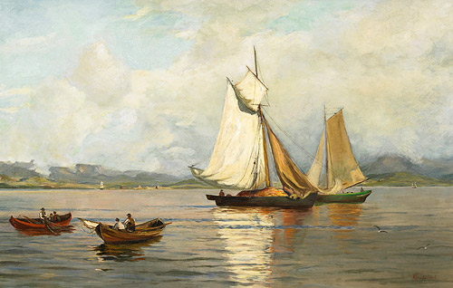 Hans Fredrik Gude - Fischerboote auf dem Bodensee