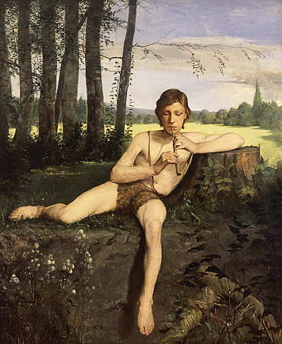 Hans Thoma - Flötespielender Jüngling