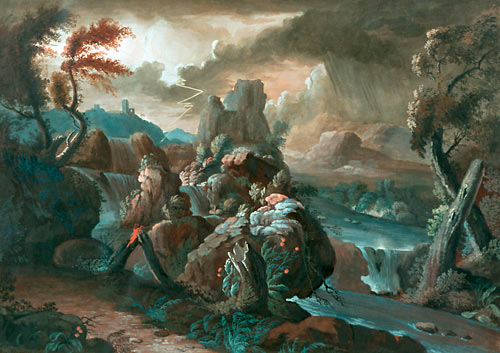 Wilhelm van Bemmel - Flußlandschaft während eines Gewitters