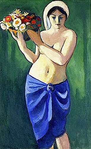 August Macke - Frau, eine Blumenschale tragend