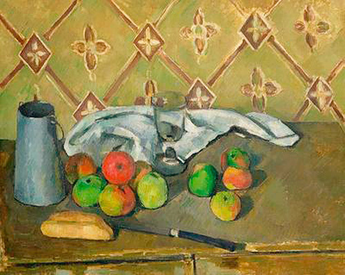 Paul Cézanne - Früchte,Serviette und Milchkanne