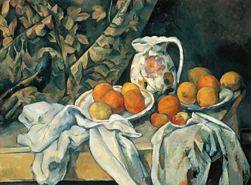 Paul Cézanne - Früchtestillleben mit Vorhang