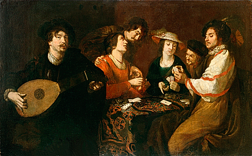 Theodor Rombouts - Gesellschaft beim Kartenspielen und Musizieren 