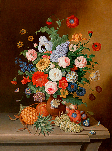 Johann Georg Seitz - Großes Blumenstilleben