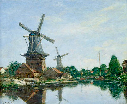 Eugéne Boudin - Holländische Windmühlen