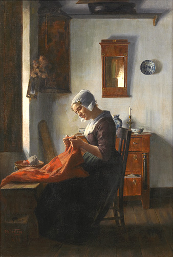 Otto Karl Kirberg - Holländisches Mädchen bei der Handarbeit