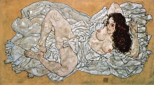 Egon Schiele - Nackte Frau, auf einem Tuch liegend. 1917.