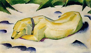 Franz Marc - Liegender Hund im Schnee