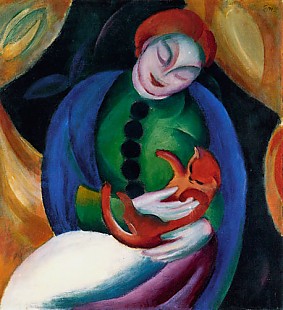 Franz Marc - Mädchen mit Katze II