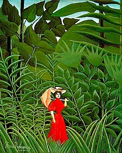 Henri Rousseau - Frau in Rot im Wald