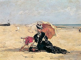 Eugéne Boudin - Frau mit Sonnenschirm am Strand