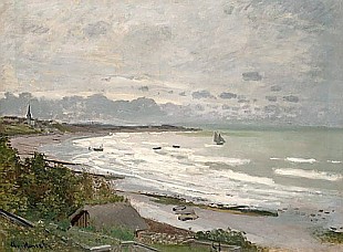 Claude Monet - Strand bei Sainte Adresse
