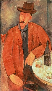 Amadeo Modigliani - Sitzender Mann, an den Tisch gelehnt
