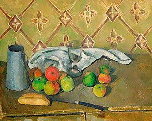 Paul Cézanne - Früchte,Serviette und Milchkanne