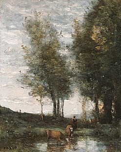 Jean Baptiste Camille Corot - Teich mit Kuhherde