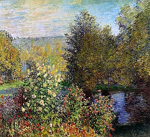 Claude Monet - Stiller Winkel im Garten von Montgeron. (oder: Die Dahlien)