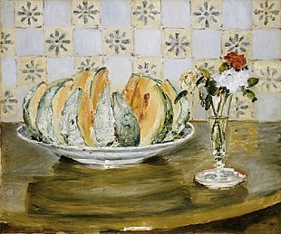 Pierre-Auguste Renoir - Stilleben mit Melone und Blumenvase