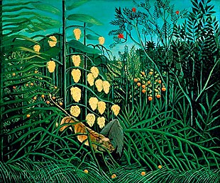 Henri Rousseau - Kampf zwischen Tiger und Büffel im Tropenwald